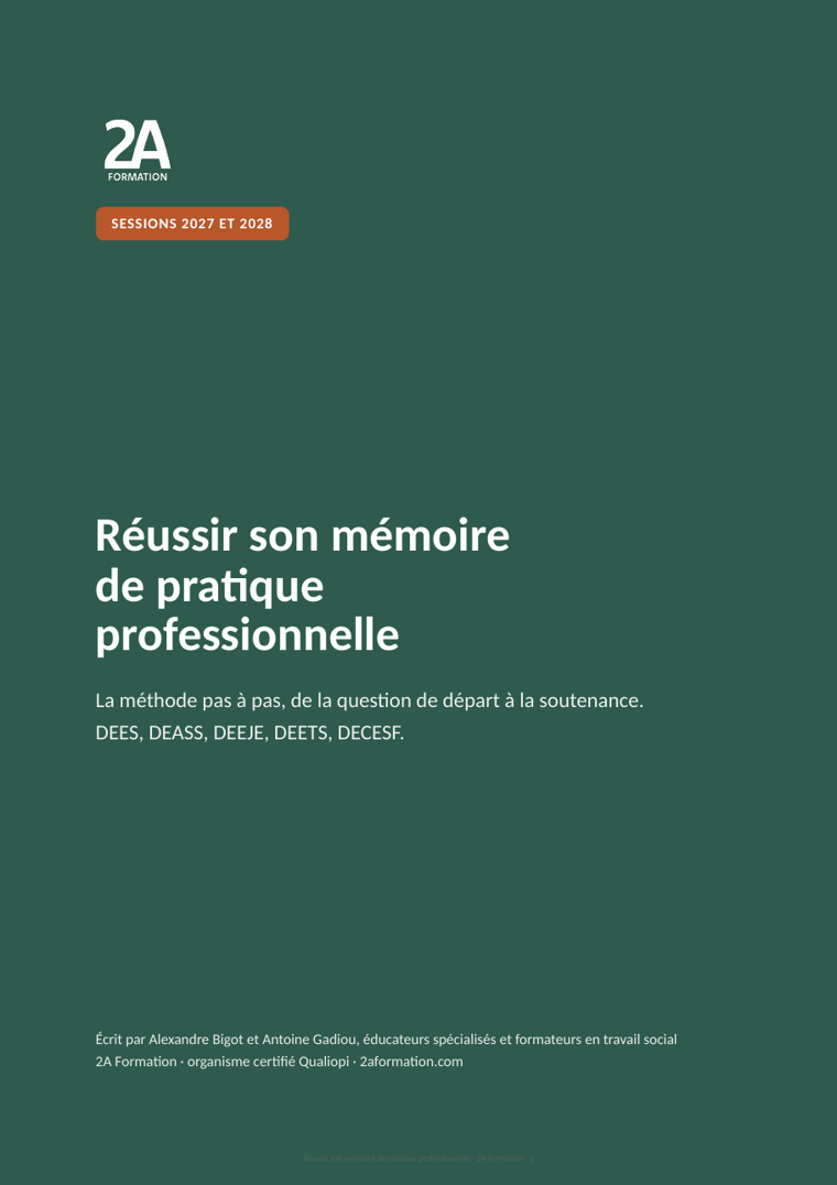 Couverture du guide Réussir son mémoire de pratique professionnelle