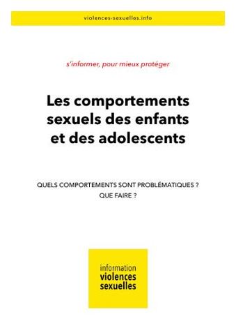 Couverture : Les comportements sexuels des enfants et des adolescents : quels comportements sont problématiques ? Que faire ?