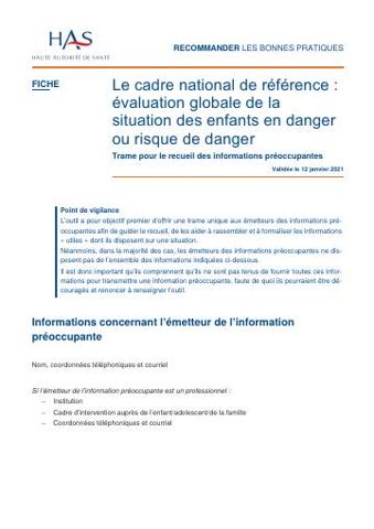 Couverture : Cadre national de référence : la boîte à outils
