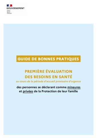 Couverture : Première évaluation des besoins en santé des mineurs non accompagnés